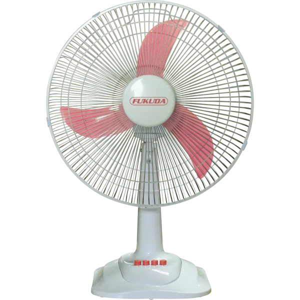 White Desk Fan with Red Blades PNG Transparent