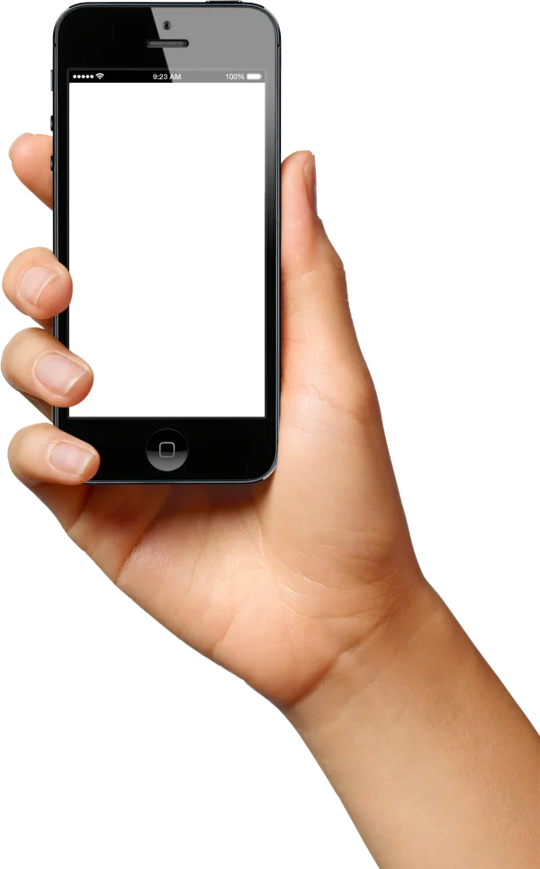 Hand Holding iPhone with Blank Screen PNG