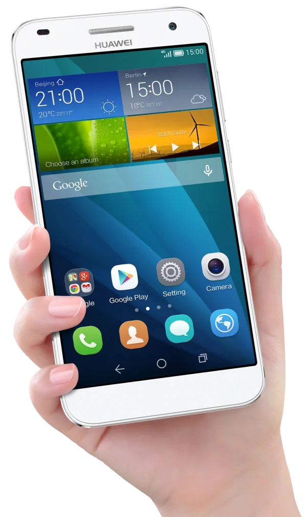 Hand Holding White Huawei Smartphone PNG