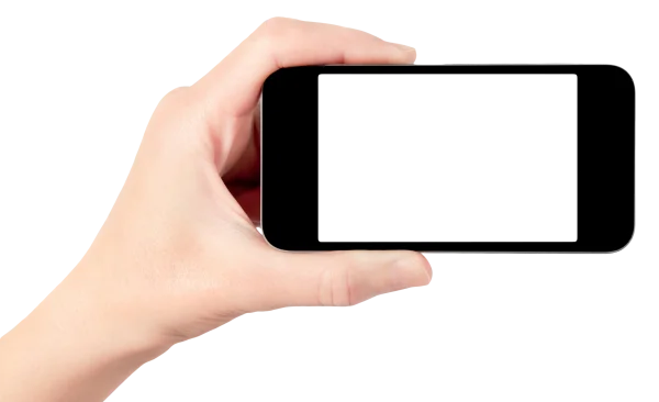 Hand Holding Smartphone Horizontal Transparent Background