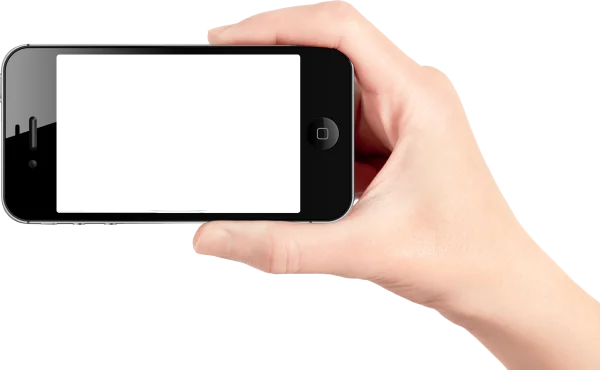 Hand Holding Smartphone with Green Screen PNG