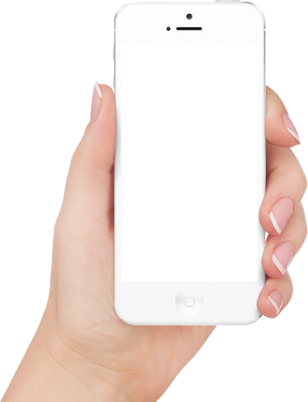 White Smartphone Held in Hand PNG Transparent Background