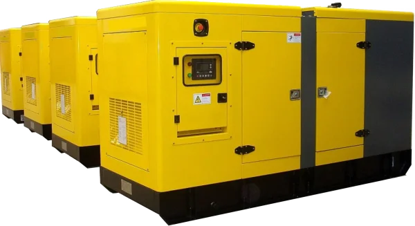 Row of Yellow Industrial Generators PNG