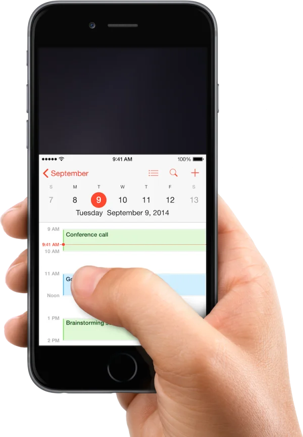 iPhone Calendar App with Hand Interaction PNG Transparent