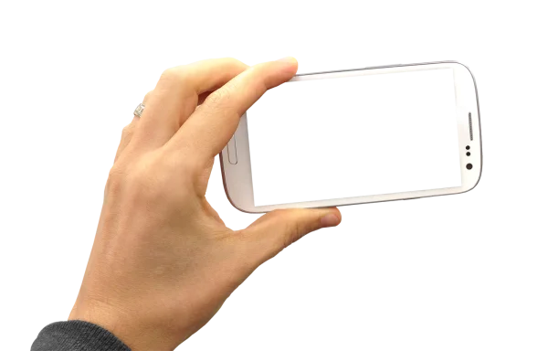 Hand Holding White Smartphone PNG Transparent Background