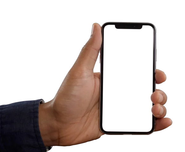 Hand Holding Modern Smartphone with Blank Screen PNG