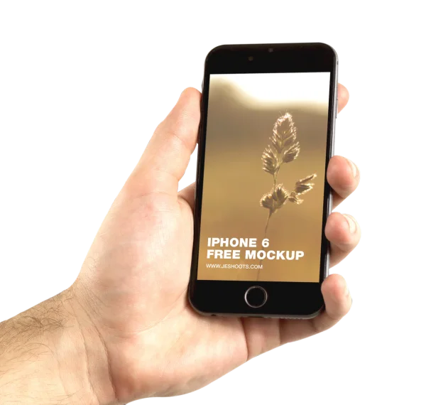 Hand Holding iPhone 6 Mockup PNG Transparent Background