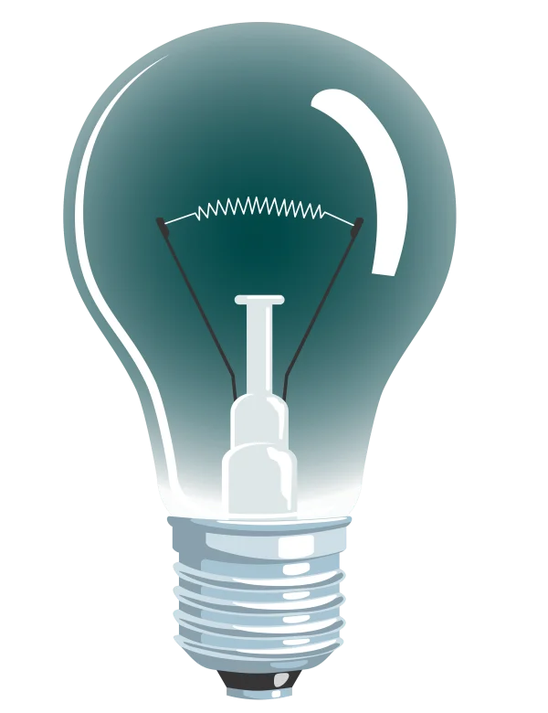 Transparent Light Bulb PNG with Teal Tint
