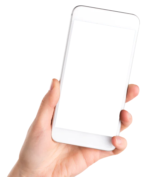 White Smartphone in Hand PNG Transparent Background