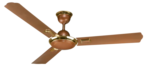 Brown and Gold Ceiling Fan PNG Transparent Background