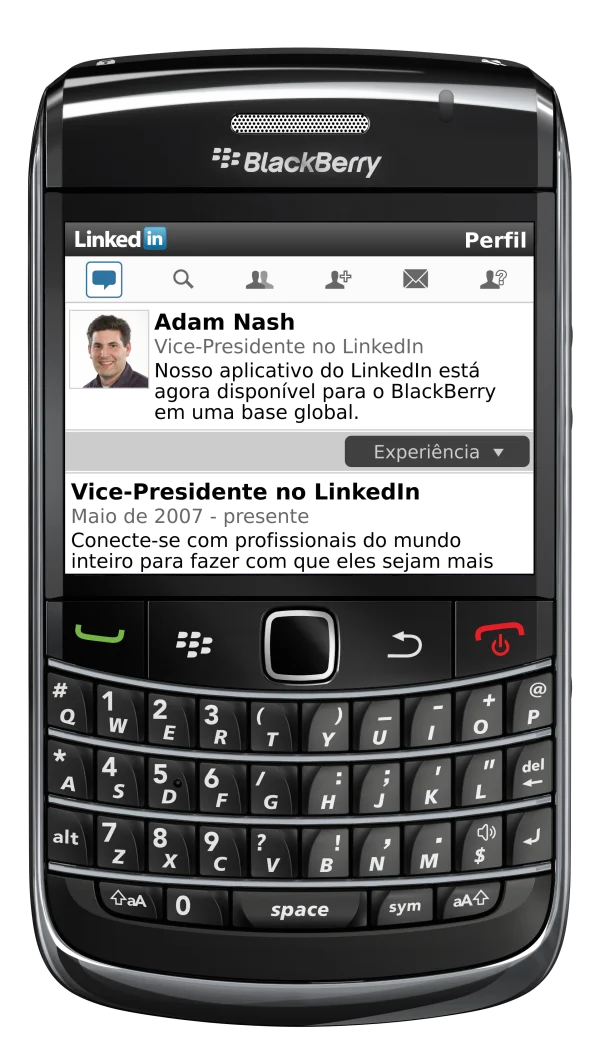 BlackBerry Phone with LinkedIn App PNG Transparent Background