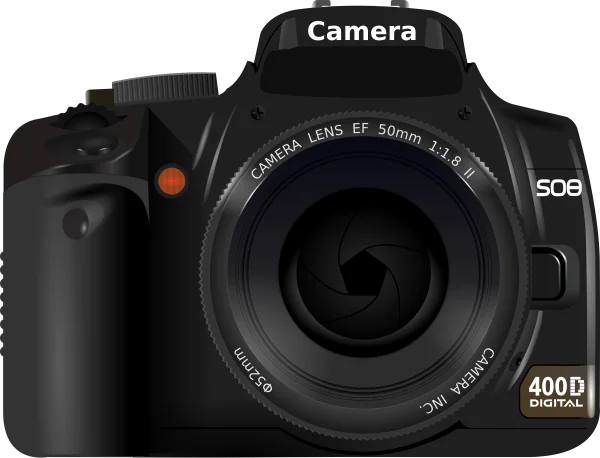 Black DSLR Camera Vector PNG Transparent Background