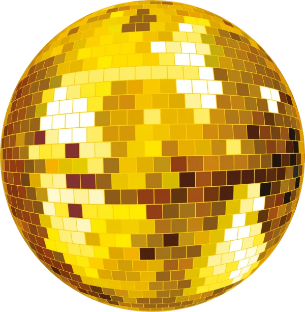 Golden Disco Ball PNG Transparent Background