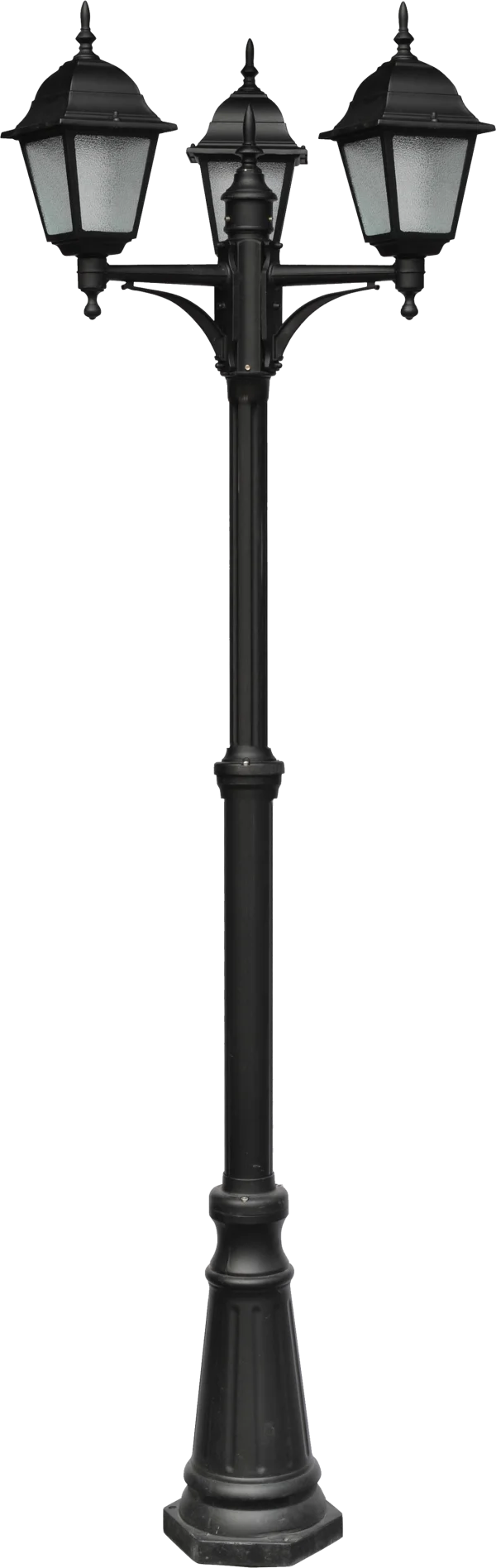 Classic Three-Head Lamppost PNG Transparent Background