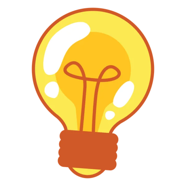 Glowing Cartoon Light Bulb PNG