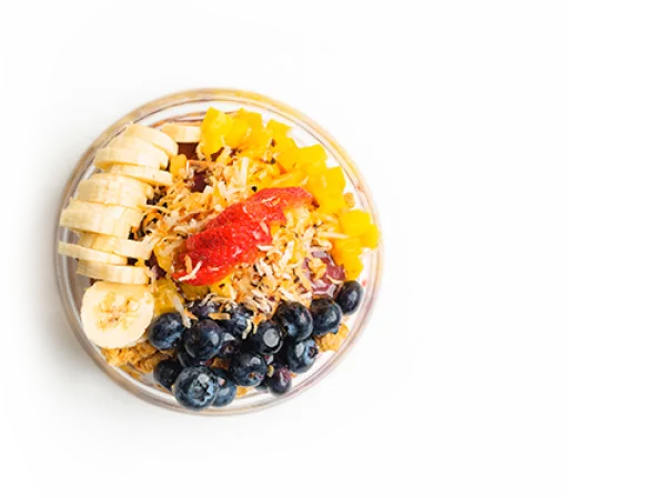 Healthy Fruit Bowl with Berries and Mango PNG Transparent Background