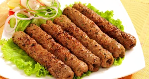 Seekh Kebab with Salad PNG Transparent Background