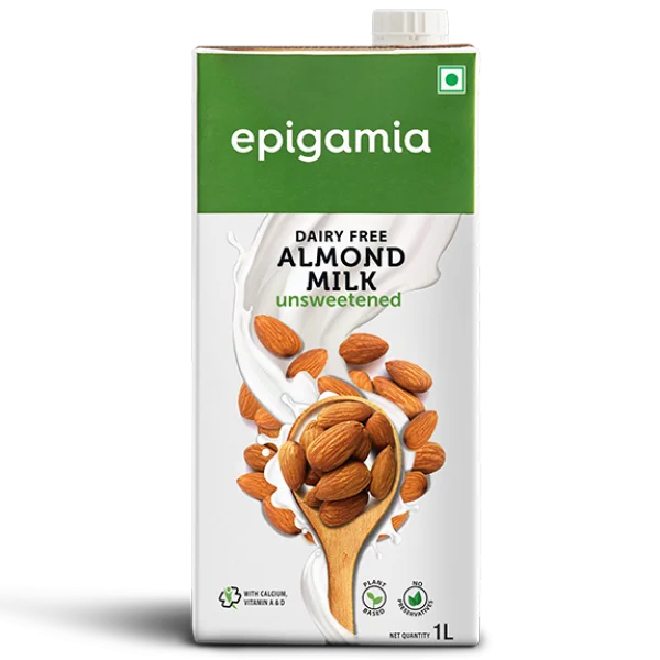 Epigamia Dairy Free Unsweetened Almond Milk Carton PNG