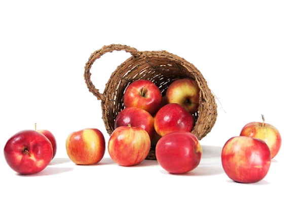 Apples Spilling from Basket PNG Transparent Background