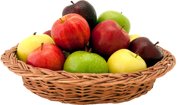 Basket of Mixed Fresh Apples PNG Transparent