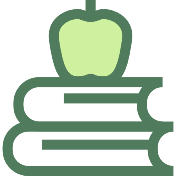 Stack of Books with Apple Icon PNG