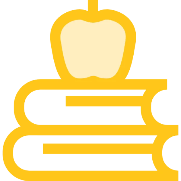 Apple on Stack of Books Icon PNG Transparent