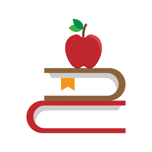 Apple and Stack of Books PNG Transparent Background