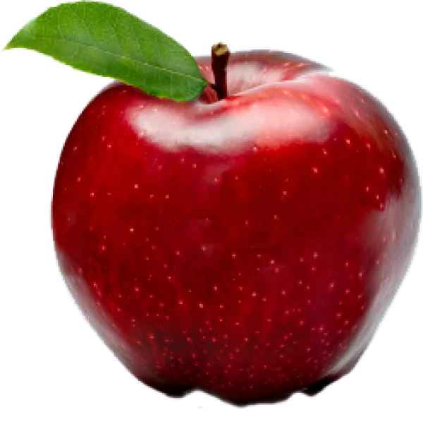 Red Apple with Green Leaf PNG Transparent Background