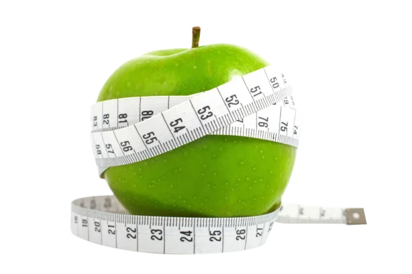 Green Apple with Measuring Tape PNG Transparent Background