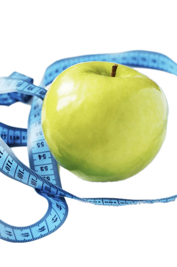 Green Apple with Measuring Tape PNG Transparent Background