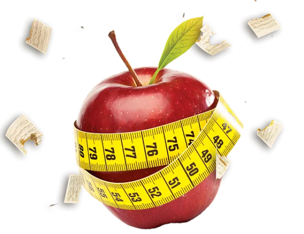 Healthy Red Apple with Measuring Tape PNG