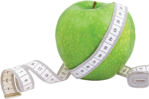 Green Apple with Measuring Tape PNG Transparent Background