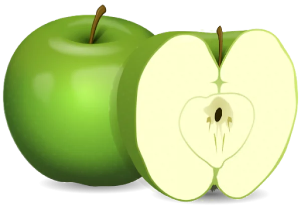 Green Apple Whole and Half PNG Transparent Background