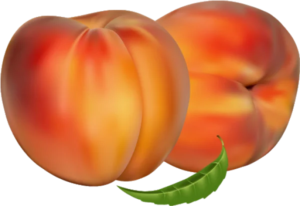 Fresh Peaches with Green Leaf PNG Transparent Background