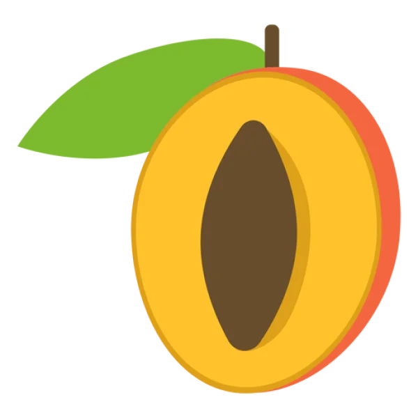 Sliced Peach with Leaf PNG Transparent Background