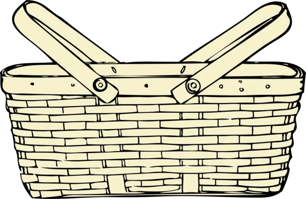 Woven Picnic Basket Outline PNG Transparent