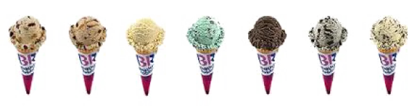 Baskin Robbins Assorted Ice Cream Cones PNG