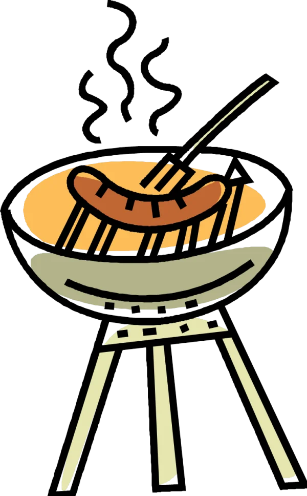 Cartoon Sausage on Grill PNG Transparent Background