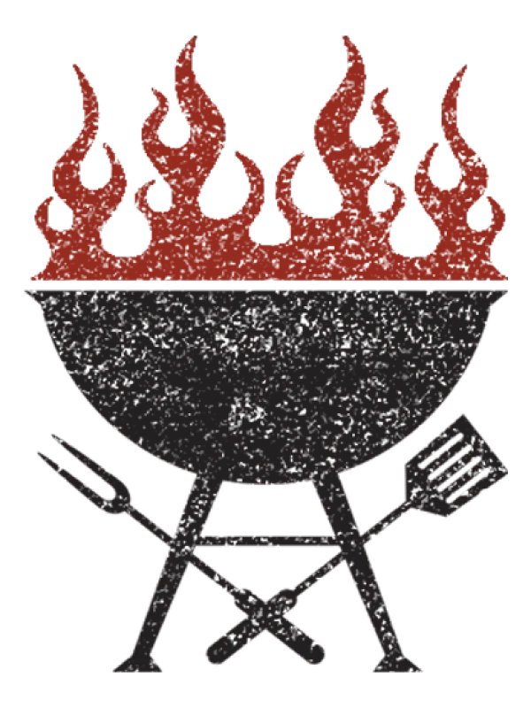 Distressed Barbecue Grill with Flames PNG