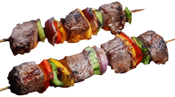 Grilled Beef and Vegetable Skewers PNG Transparent