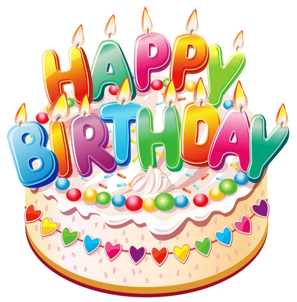 Happy Birthday Cake with Candles PNG Transparent