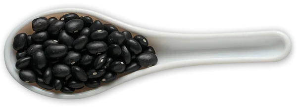 Black Beans in White Spoon PNG Transparent Background