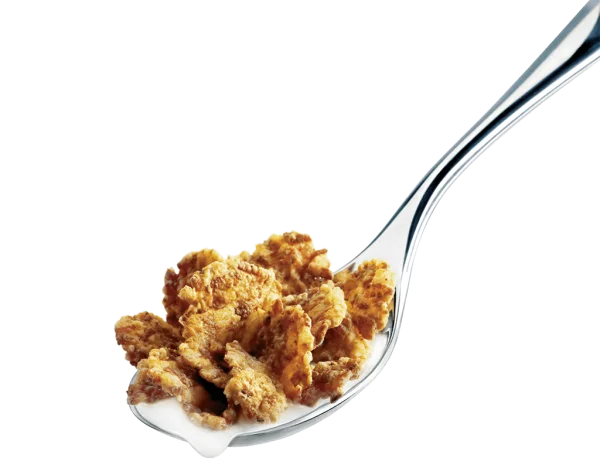 Cereal and Milk on Spoon PNG Transparent Background