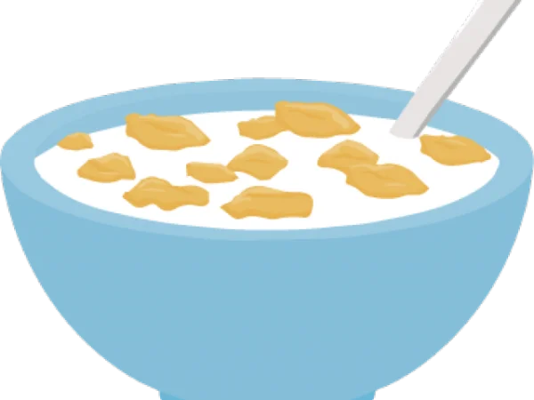 Cereal Bowl with Milk and Spoon PNG Transparent Background