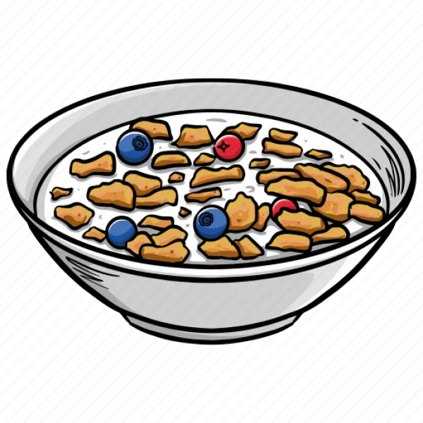 Cereal Bowl with Berries and Milk PNG Transparent Background