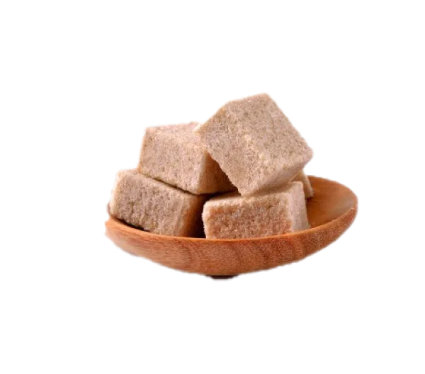 Brown Sugar Cubes on Wooden Spoon PNG