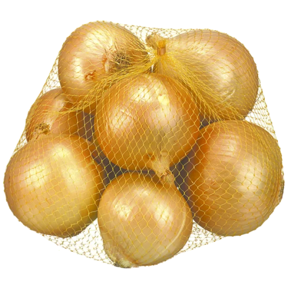 Yellow Onions in Mesh Bag PNG Transparent Background