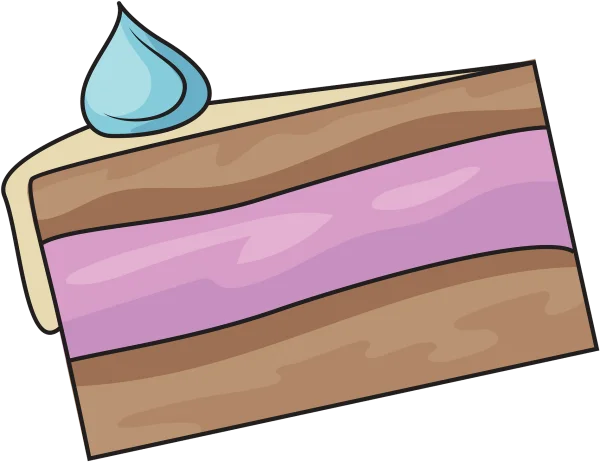 Cartoon Cake Slice with Blue Cream PNG Transparent Background