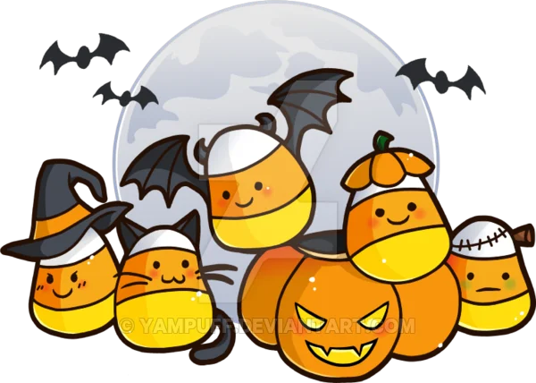 Cute Halloween Candy Corn Characters PNG