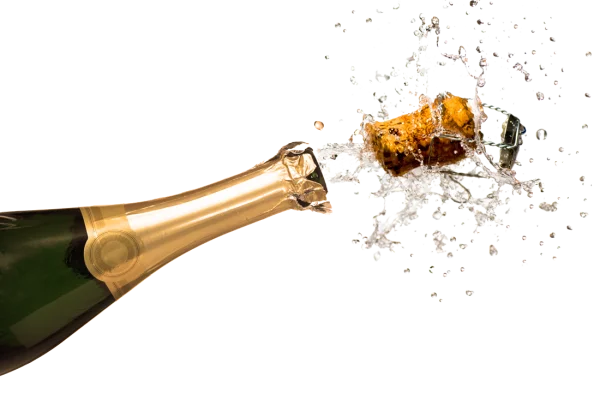 Champagne Bottle Popping with Splash PNG